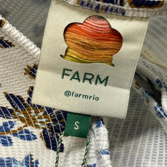 Farm Rio Women's Ana Tapestry Cotton Midi Skirt Blue/White Size S - Picture 7 of 8